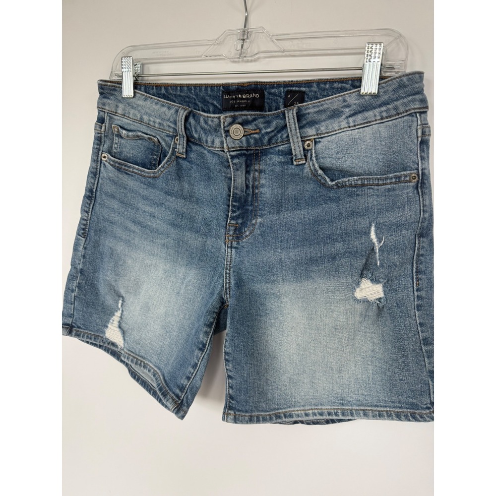 Lucky Brand The Roll Up Distressed Blue Denim Shorts Women's 6/28Grunge Beach